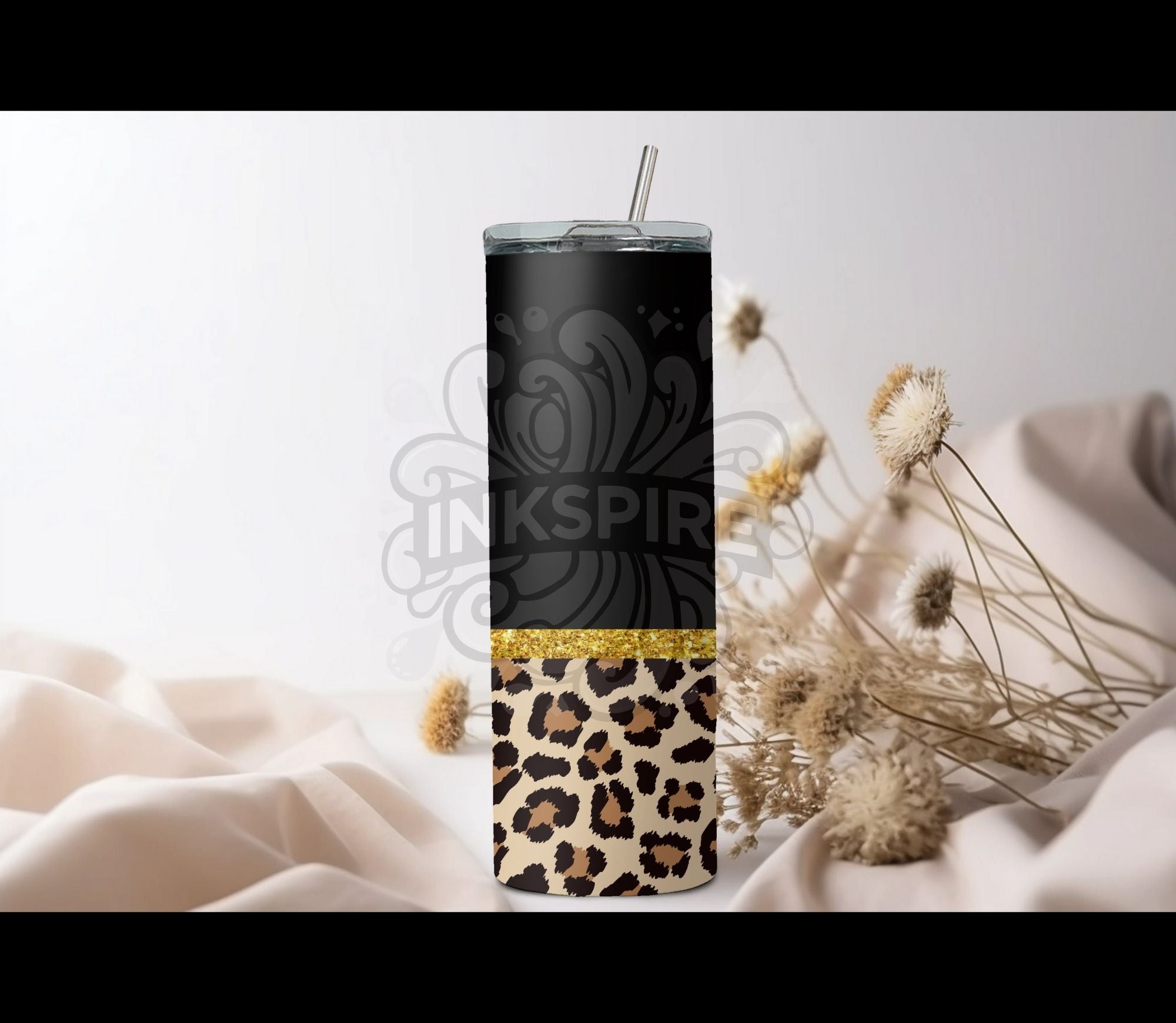 Black Leopard Print Tumbler