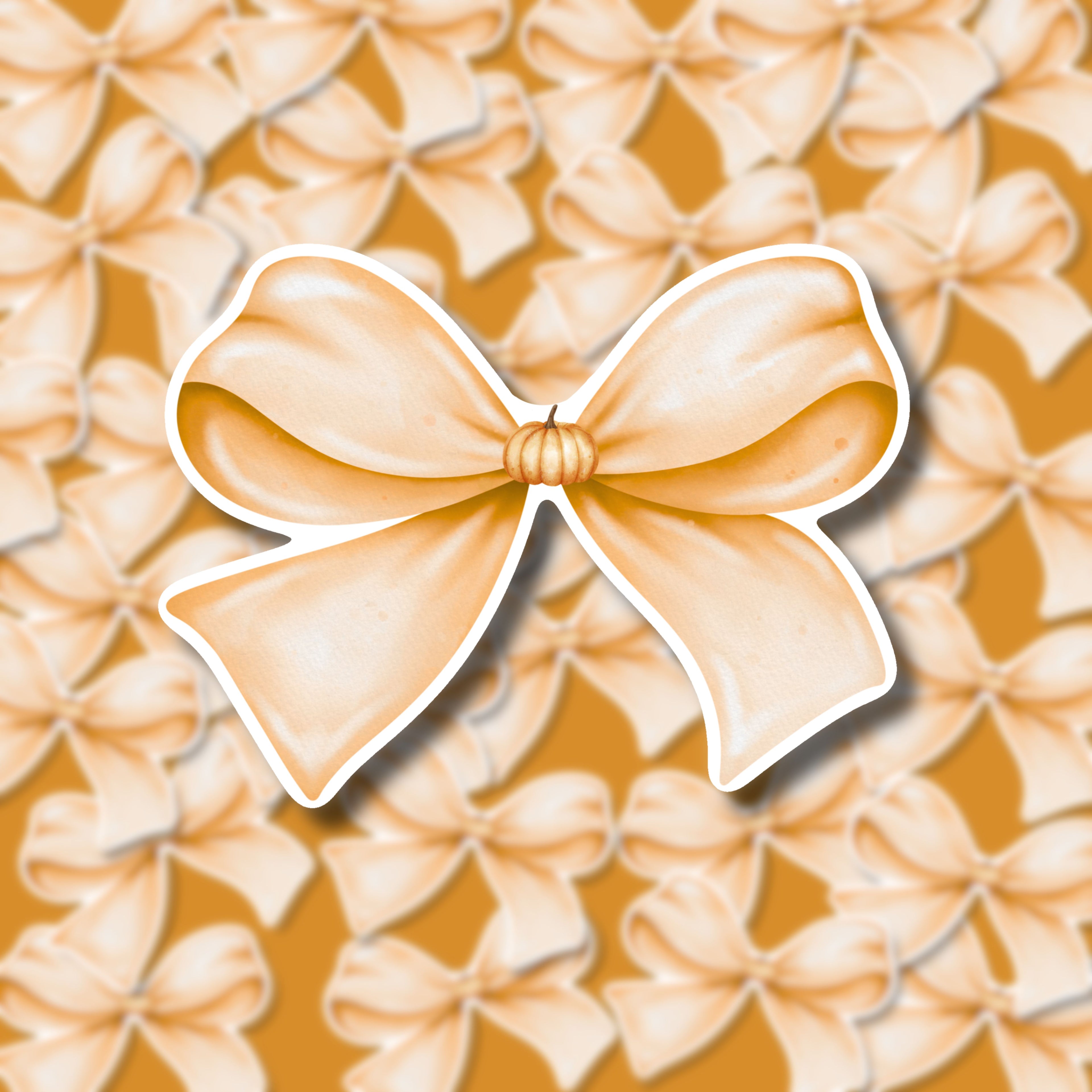 Orange Bow with Pumpkin Sticker
