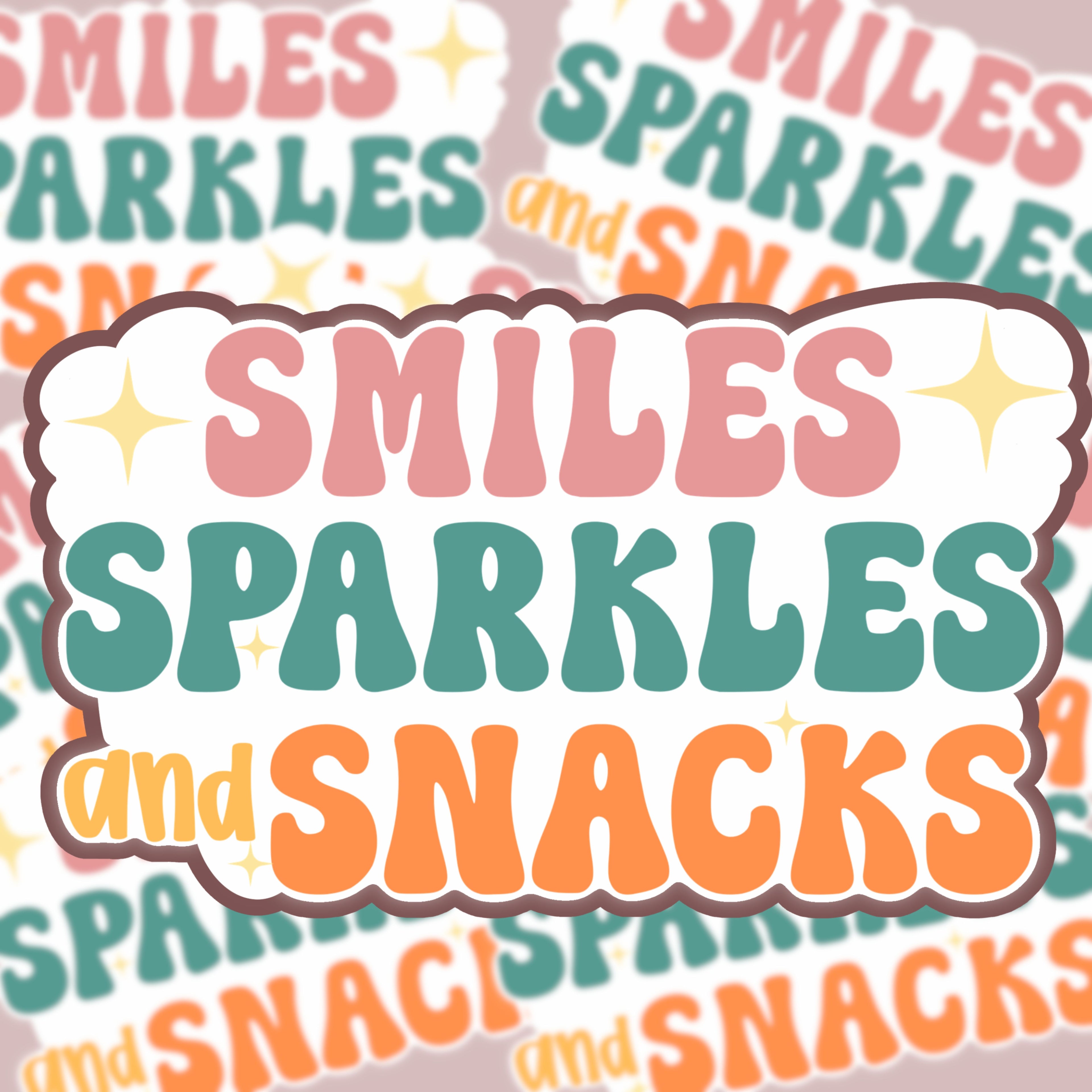Smiles Sparkles Snacks Sticker